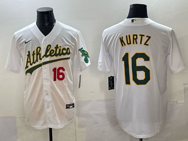 Men Oakland Athletics 16 Kurtz White Nike 2025 MLB Jersey 05